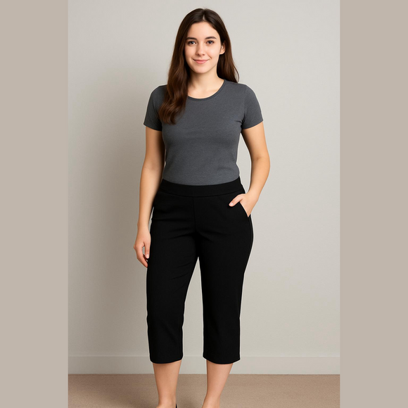 Rafaella Comfort black capris with front pockets, size 10, EUC - Picture 1 of 9